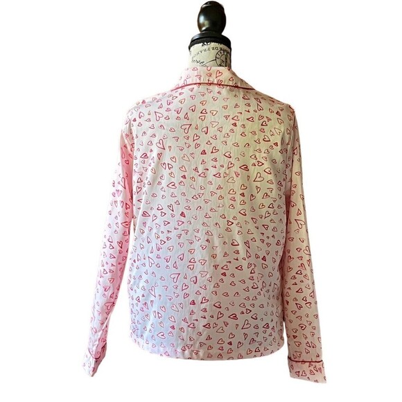 Joie All Over Heart Novelty Print Button Up Long Sleeve Pajama Top  M - Picture 4 of 8